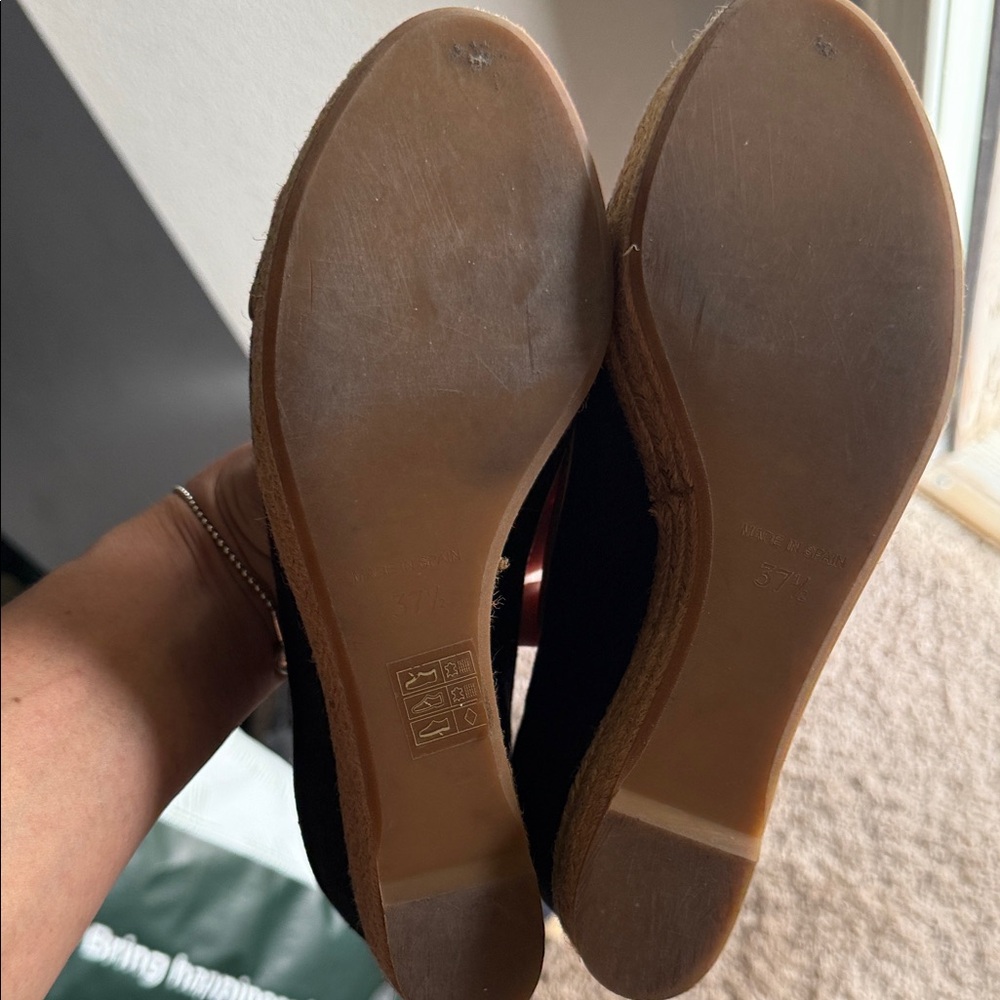 Tory Burch Black and Tan Espadrille Wedges - Picture 4 of 10